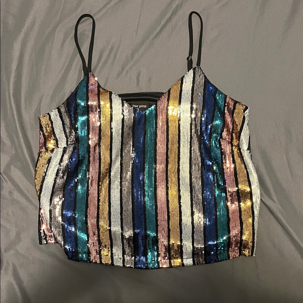 Free Press Multicolor Sequin Striped Cami Top